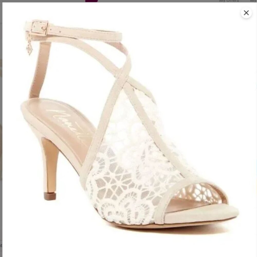 COMFORTABLE!! Nanette Nanette Lepore BONNIE Lace Top Open Toe Heeled Sandals
